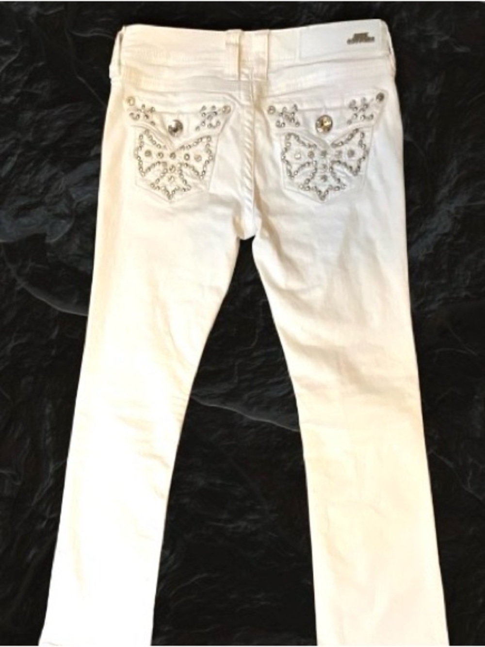 Sexy Couture White Boot Cut with Rhinestone Denim Jeans  Sz 7